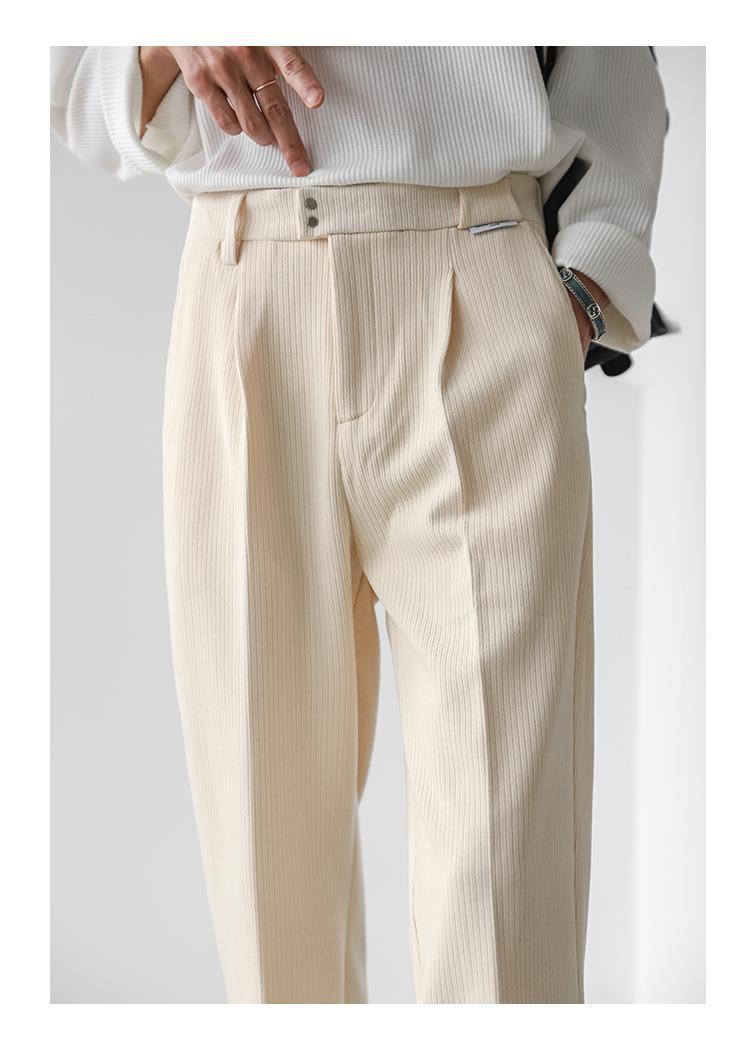 1 Men's Casual Spring And Autumn Loose Regular Wide-Leg Pants Japanese Style Simple Solid Color Versatile Straight_voghion.com