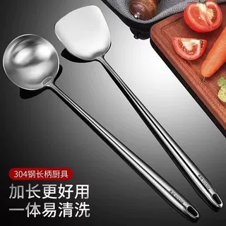 304不锈钢炒菜勺子家用长柄汤勺家用盛汤漏勺加长款锅铲炒菜铲子
