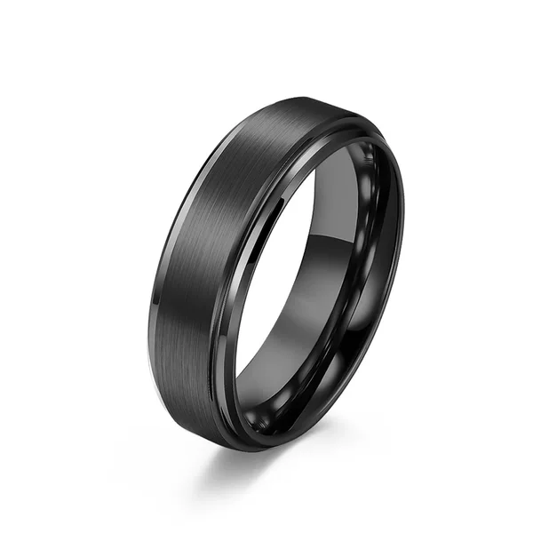 European and American Best-Selling 6810mm Brushed Tungsten Steel Black-Plated Classic Matte Ring for Men, Simple and High-End Style