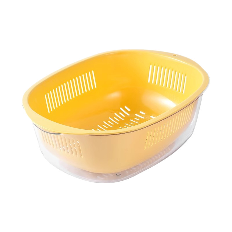 双层沥水洗菜盆洗水果沥水篮厨房家用塑料洗菜篮多功能洗水果盆|undefined