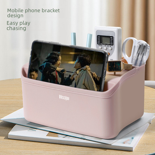 Nordic-style plastic tissue box for living room desk, multi-functional tissue holder, household and wholesale tissue box