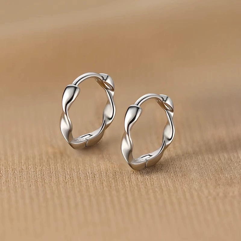 Korean Style New Mobius Earrings Wavy Light Luxury Plain Hoop Earrings Earrings High-End Stylish