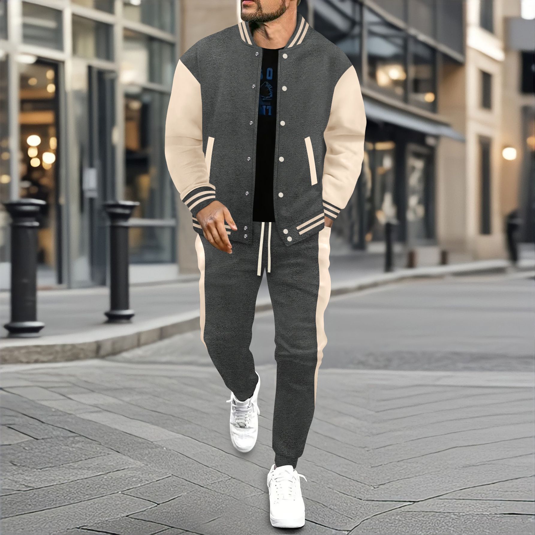 Herren-Baseball-Cardigan mit Farbblock-Design, lässige und vielseitige Jacke im europäischen und amerikanischen Stil, neuer Sportanzug für Frühling und Herbst_voghion.com