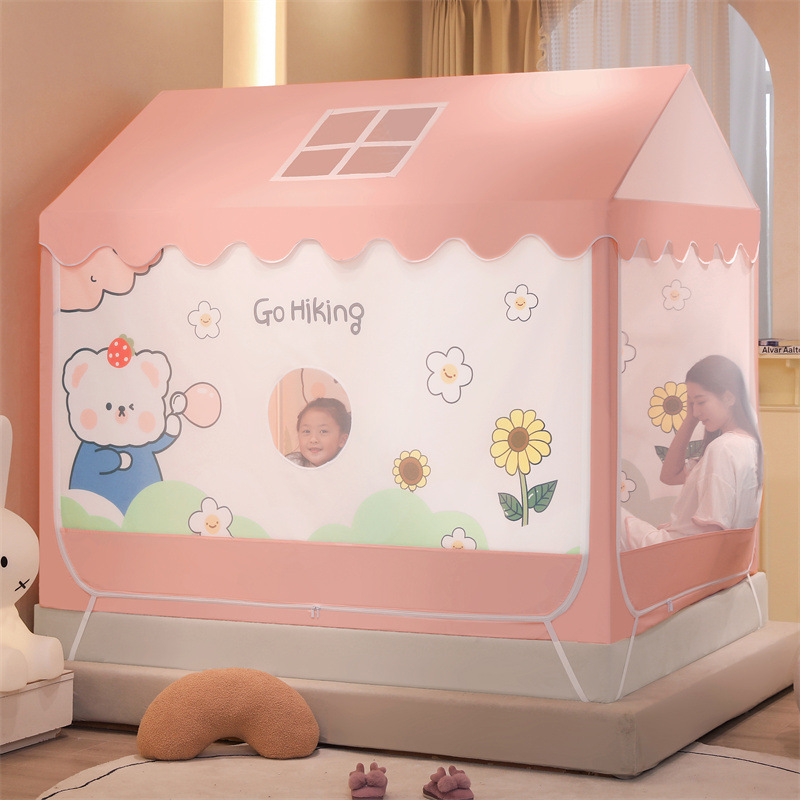 2023 Summer baby anti-fall sitting bed mosquito net bed curtain Integrated Household children's small house book book split bed artifact