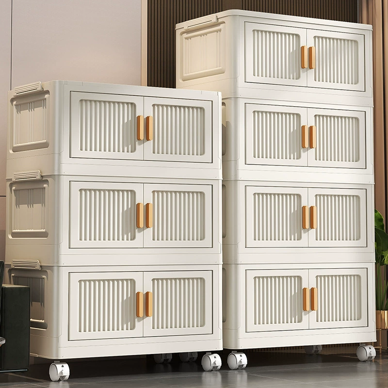 Folding Multi-Layer Storage Cabinet, Free-Standing Plastic Organizer, 1–6 Layers, No Installation