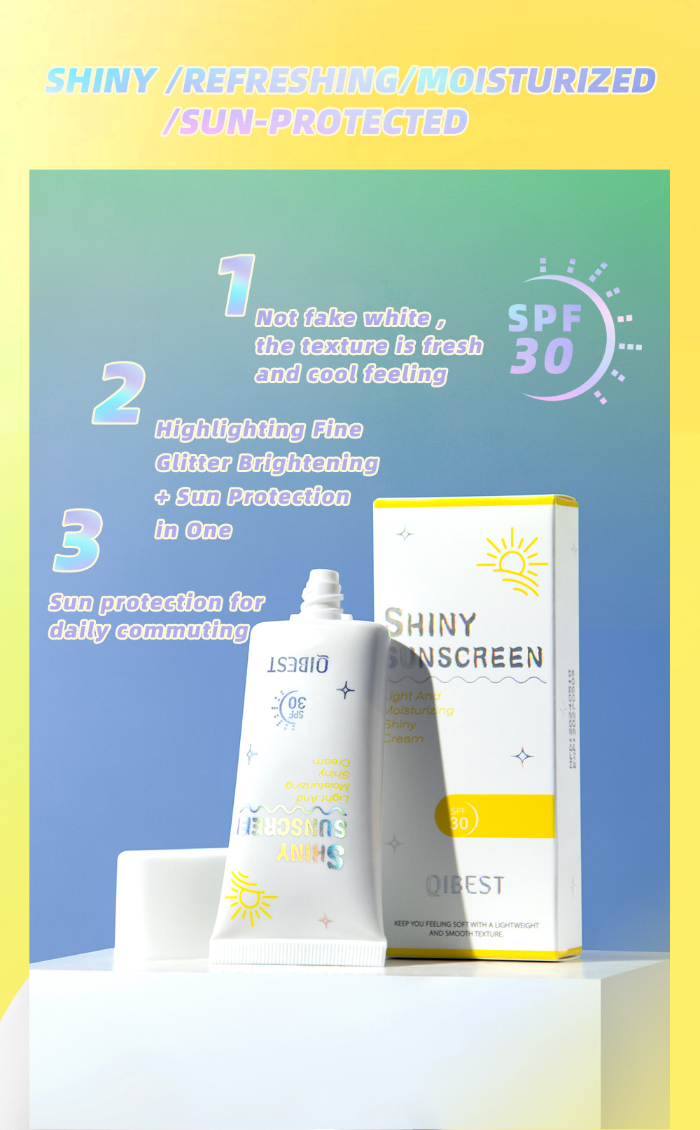 QIBEST Cross-border Isolation Pearlescent Brightening Primer Moisturizing, Natural, Refreshing, Oil-Control and Non-Greasy Hydrating Isolation Lotion Application Scenario