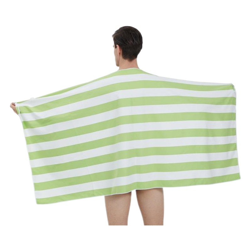 Toalla de playa de terciopelo de doble cara de microfibra Toalla de baño a rayas teñida de hilo Toalla de playa deportiva de secado rápido Toalla deportiva al por mayor