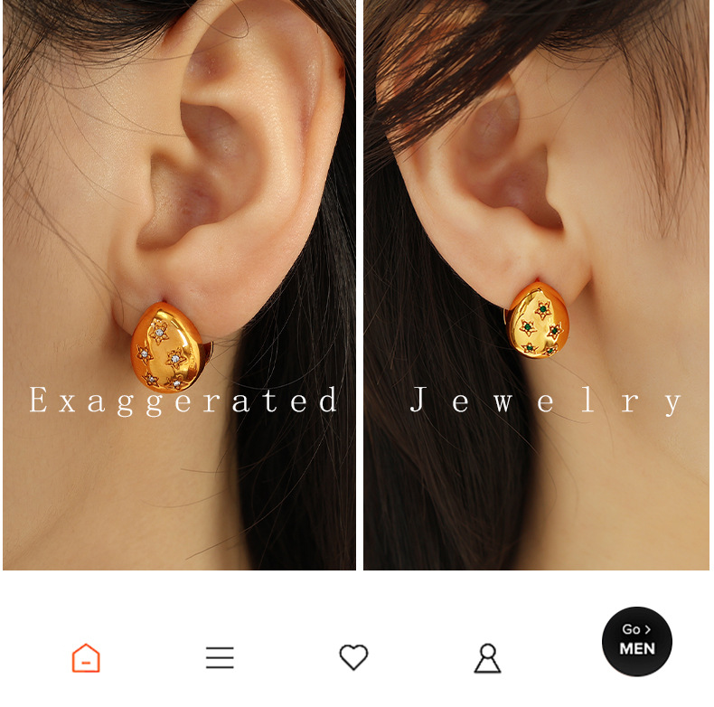 1 Pair Simple Style Water Droplets Plating 304 Stainless Steel Rhinestones Ear Studs display picture 3