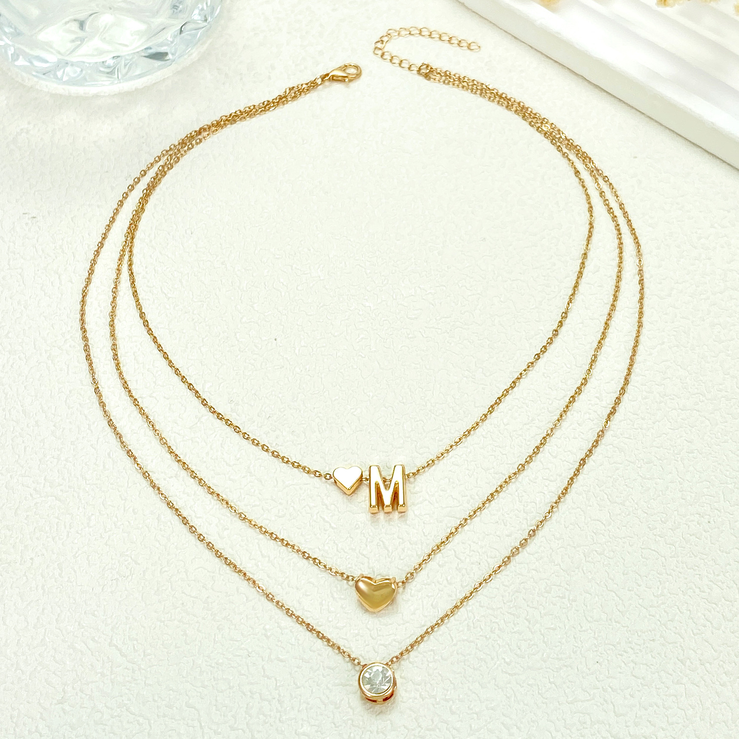 Personalised Multi-layered Heart Necklace For Women Gold Style_voghion.com