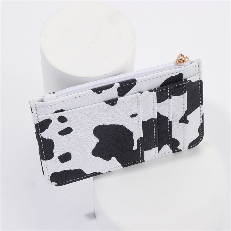 Unisexe Motif Vache Faux Cuir Fermeture Éclair Détenteurs De La Carte display picture 5