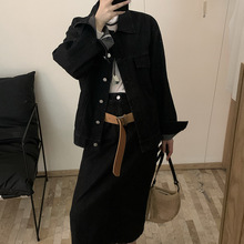 2025年春季新款韩国东大门复古休闲通勤极简风牛仔外套半身裙套装