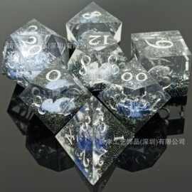 跨境游戏新款品树脂骰子DND龙与地下城COC克苏鲁锐尖角多面体色子
