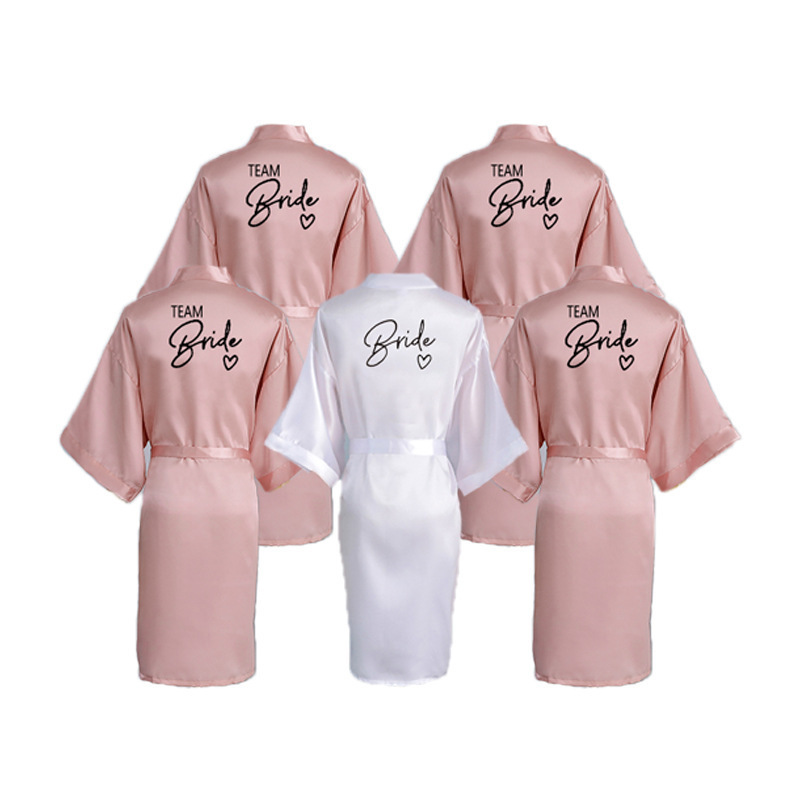 Europe and the United States cross-border bridal group morning gown women's nightgown wedding makeup wedding silk-like bathrobe Europe and the United States cross-border bridal group morning gown women's nightgown wedding makeup wedding silk-like bathrobe