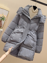 大码羽绒棉服女冬季2023年新款中长款加厚棉袄高级感收腰棉衣外套