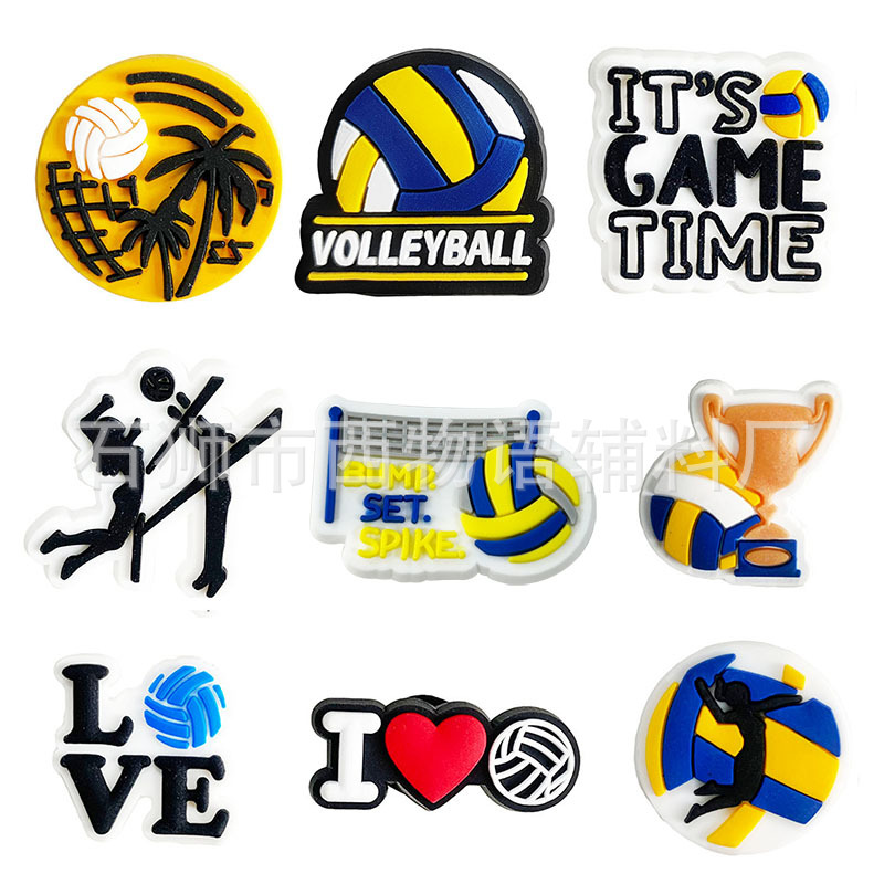 Sports Volleyball Shoe Flower Amazon Cross-Border Supply Crocs Shoe Flower Decorative Accessories Pvc Soft Rubber Material Cross-Border