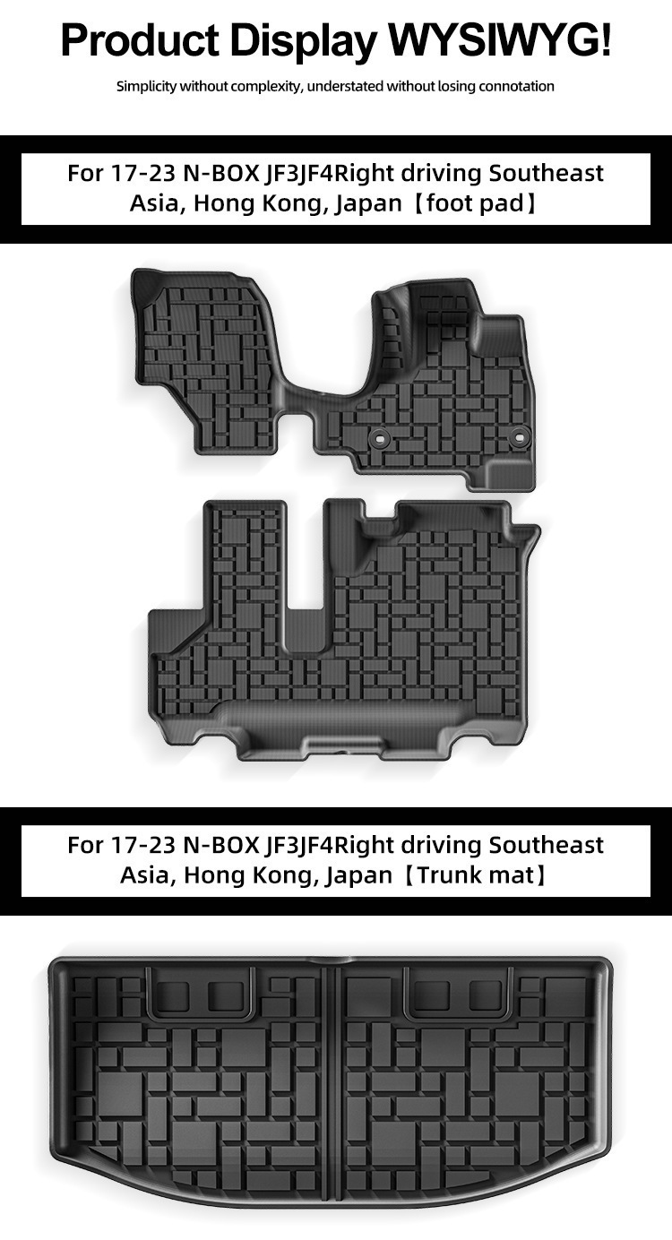 Suitable for 17-23 Honda N-Box Jf3Jf4 Right-Hand Drive Car Floor Mats Tpe Floor Mats Trunk Mat Cross-Border