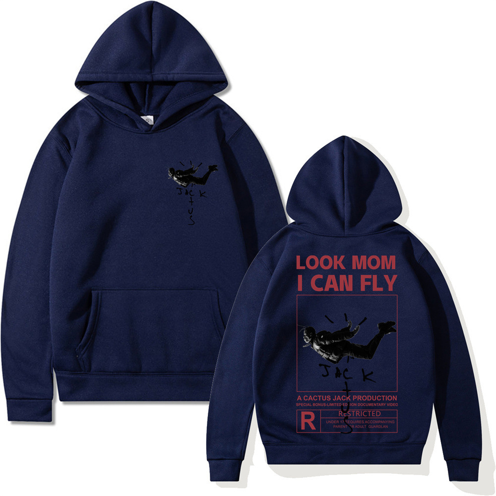 Cactus Jack Hoodies Rocky LOOK MOM I CAN FLY Gráficos Men's