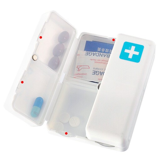 Bulk Portable 7-Compartment Medicine Box with Independent Folding Double Storage Box, Magnetic Magnetic 7-Compartment Pill Box
