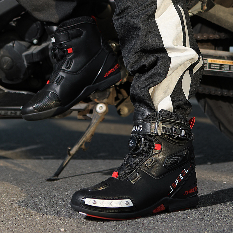 Nine-strand Wolf Waterproof Boots Motorcycle Shoes Motorcycle Boots Non-slip Middle Rider Shoes Cycling Shoes Motorcycle Shoes Men's Motorcycle Travel