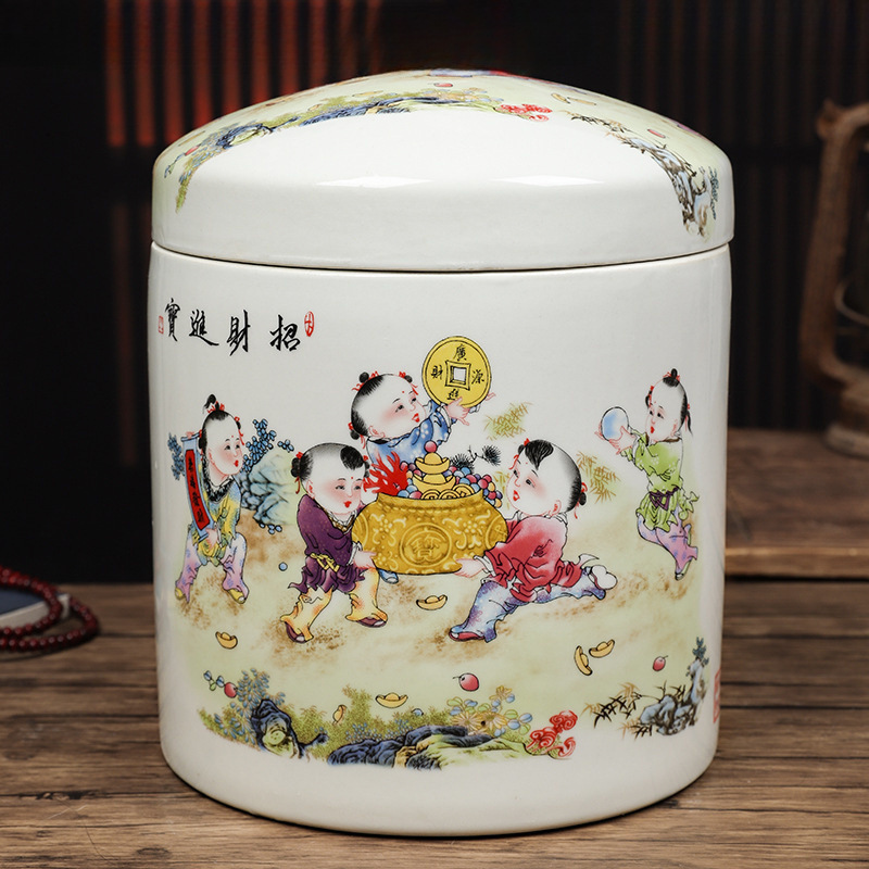 陶磁器の米のかめの家庭用の蓋付きの斤の米の桶の密封の缶の米の箱の斤の小麦粉の桶の防虫|undefined
