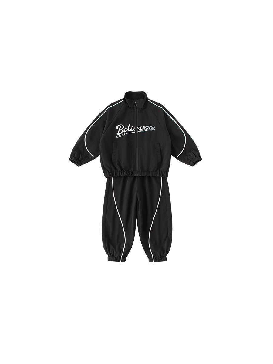 Yubao ropa infantil primavera y otoño letras casuales chaqueta de manga larga pantalones sueltos de dos piezas para niños trajes deportivos