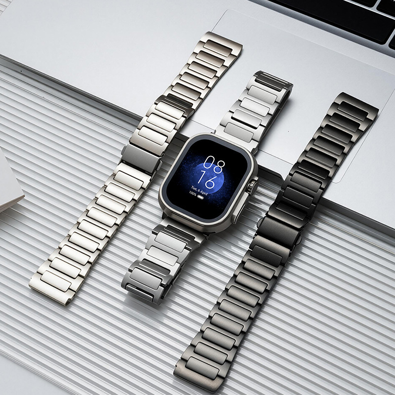 Suitable for Apple Watch Stainless Steel Metal Strap Iwatch9/Se Smart Watch 22mm Folding Buckle Business Model