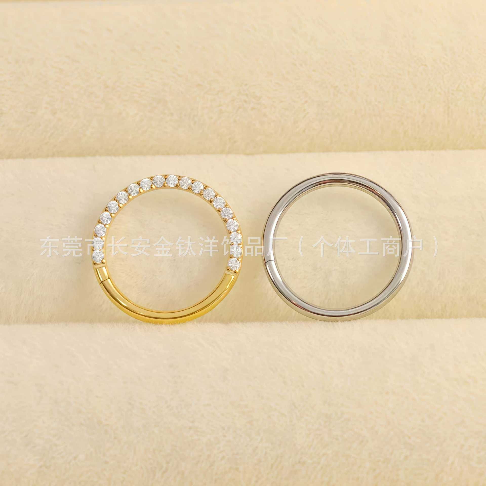 F136 Titanium Half-Studded Diamond Closed Ring Seamless Hoop Earrings Nose Ring Lip Ring Piercing Jewelry detail image 7