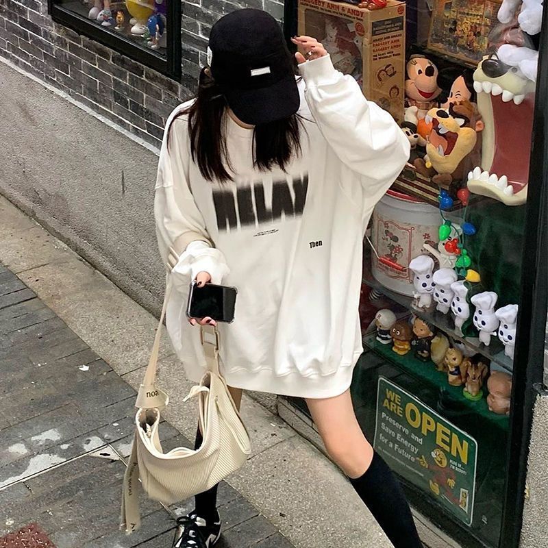 超火ecスウェット女性秋冬韓国版oversize帽子なしコートins潮学生ゆったり服|undefined