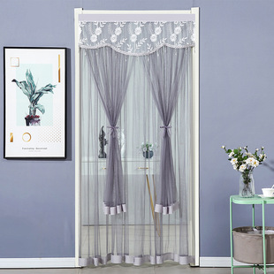 Punch-free Anti-mosquito Door Curtain Fabric Gauze Curtain Bedroom Lace Door Curtain Partition Cream Wind Barrier Curtain Hanging Double-layer Curtain