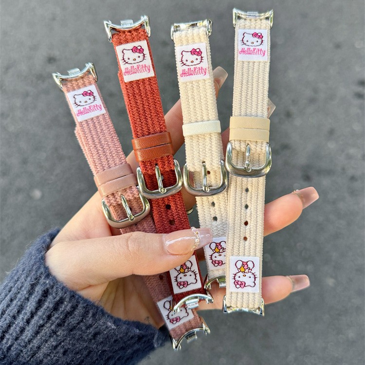 Autumn and Winter Corduroy Suitable for Xiaomi 8/9Pro Bracelet Sticker Kt Cat Fit3 Huawei GT5432 Watch Band Women