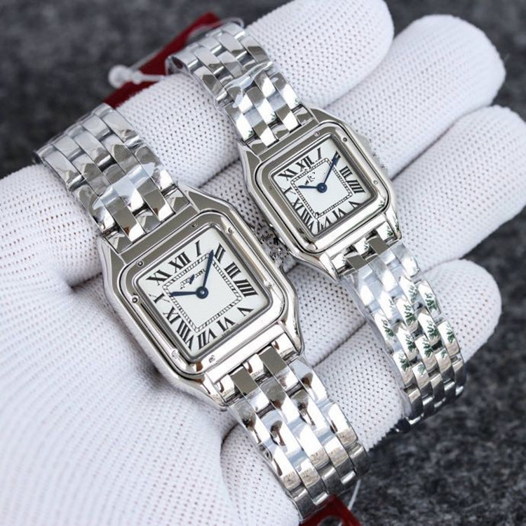 Foreign Trade Cross-Border Women's Watch Classic Retro Square Diamond-Studded Roman Leopard Couple Watch Men's Santos Steel Band
