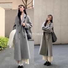 灰色毛呢外套中长款女2025新款秋冬季韩系穿搭加厚保暖高级感大衣