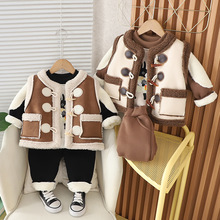 宝宝冬装套装男小童秋冬季加绒加厚卫衣三件套婴幼儿童装棉衣服潮