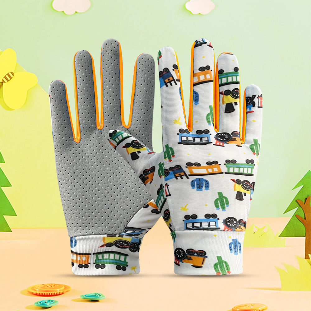 Guantes de equitación para niños dedo largo Delgado verano protección solar niños dibujos animados patinaje sobre ruedas coche deportivo niños y niñas guantes