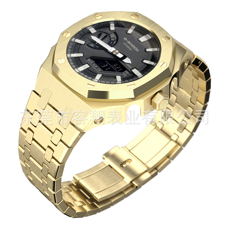 Sustituto AP granja Roble Casio GA-2100 serie Acero inoxidable modificado caso correa de acero accesorios reloj