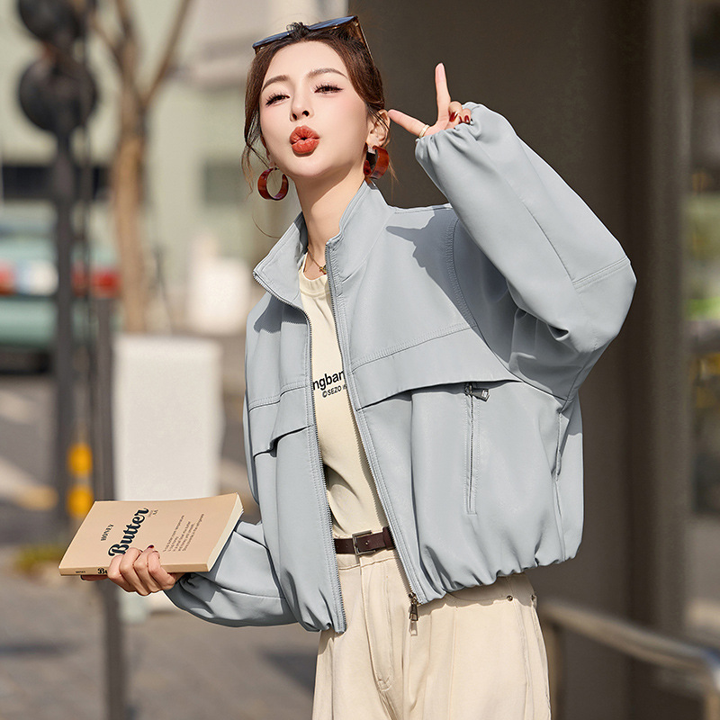 Short Pu Leather Jacket for Women, New Spring Fashion Versatile Casual Top Xg9959