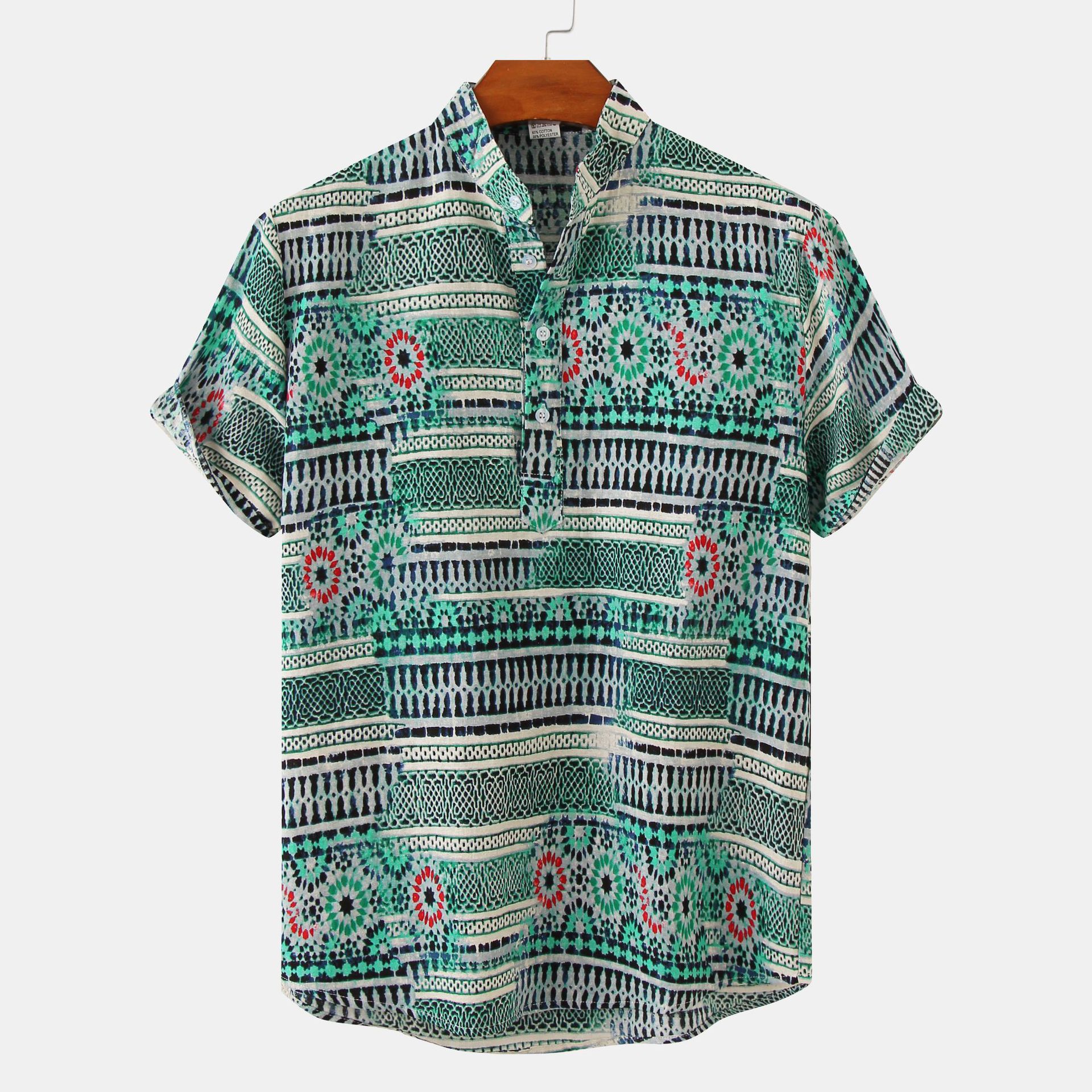 2018 verano nuevo comercio exterior patrón playa camisa de manga corta transfronteriza europea y americana tamaño verano camuflaje impreso camisa para hombres