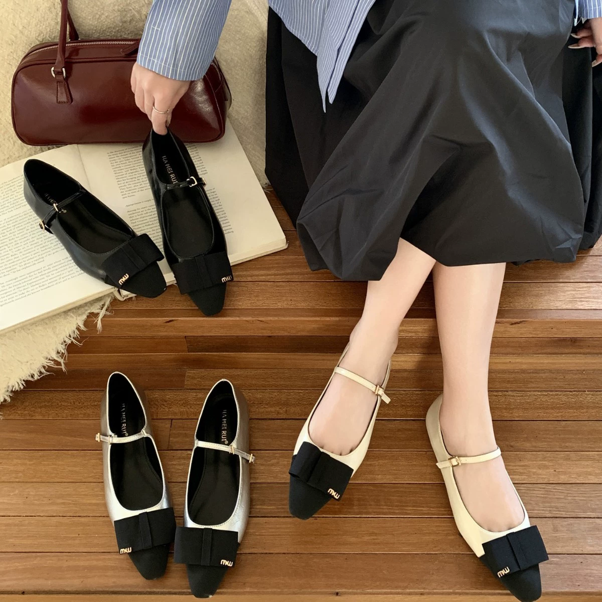 Женские мягкие туфли Мэри Джейн с заострённым носком, весна-осень 2025, новая модная универсальная обувь для повседневной носки, низкий каблук, тренд