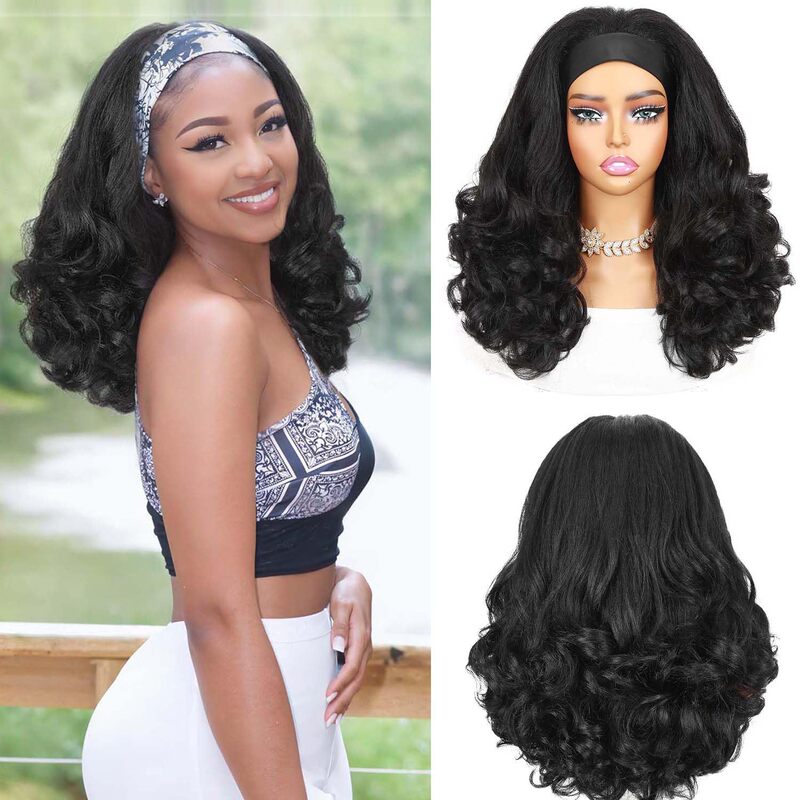 Cross-Border New Wig African Ladies Black Ice Ribbon Long Curly Hair Fluffy Natural Fashion Small Curly Headgear Yaki