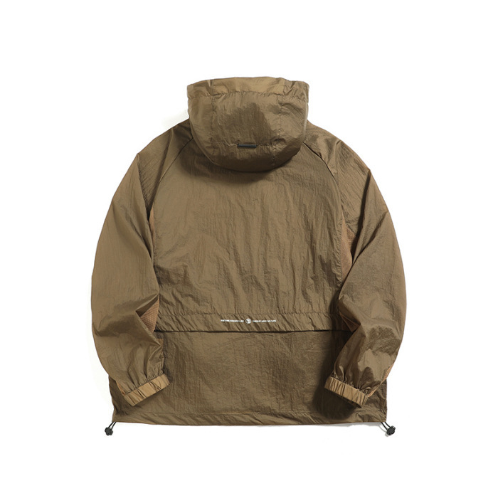 UPF50 + ropa de protección solar anti-UV para hombres al aire libre hielo sombrilla ropa de pesca abrigo abrigo de piel gris grueso superior
