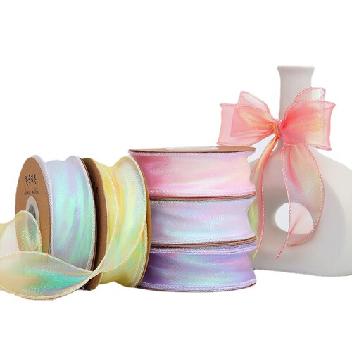 Valentine's Day bouquet packaging ribbon flower shop floral materials wholesale package flower tie flower packaging colorful fishtail yarn