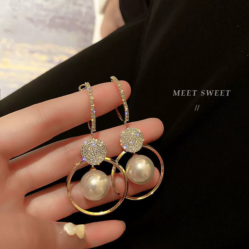 Серебряная игла, длинные серьги с жемчугом, простой и элегантный дизайн, стиль легкой роскоши, облегающие
