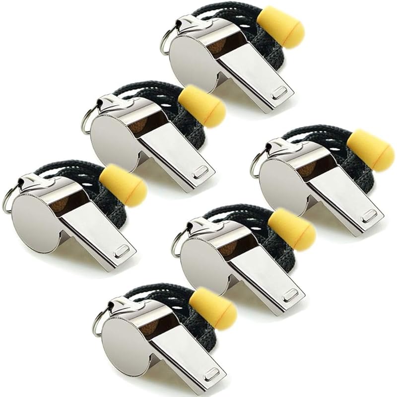 Temu, Shein, and TikTok cross-border e-commerce: stainless steel referee whistle with lanyard, pack of 6