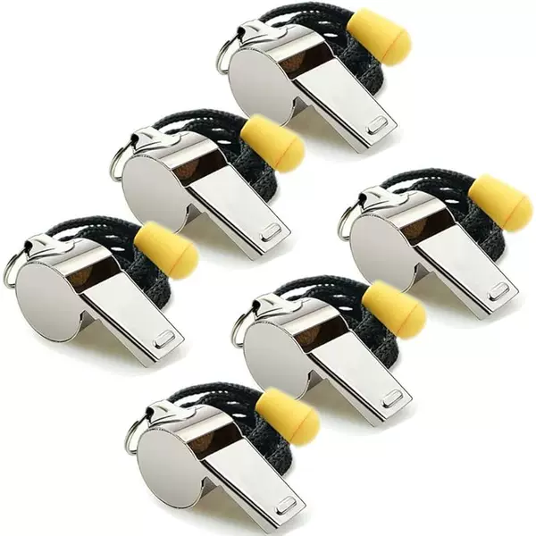 Temu, Shein, and TikTok cross-border e-commerce: stainless steel referee whistle with lanyard, pack of 6