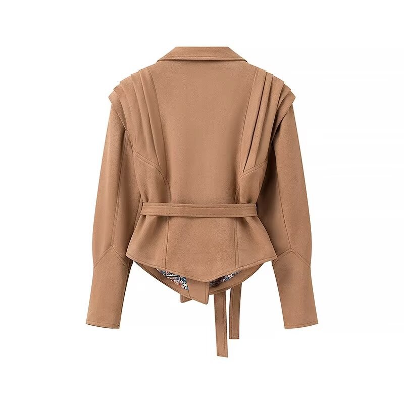 Women's 2024 Autumn/Winter New Street Fashion Waist Strap Jacket Coat_voghion.com