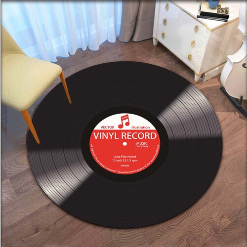 Cross-border vinyl record living room decoration carpet study balcony round chair cushion fashion personalized music non-slip floor mat