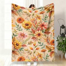 厂家直销印花双面绒保暖盖毯礼物花朵花卉图案午睡毯子法兰绒毛毯