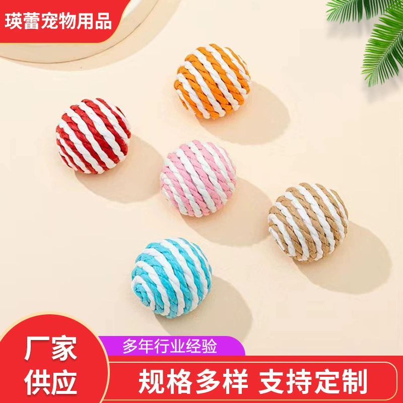 Интерактивная игрушка для кошек: мячик из бумажной веревки со звуком, для самостоятельных игр, оптом, для котят.