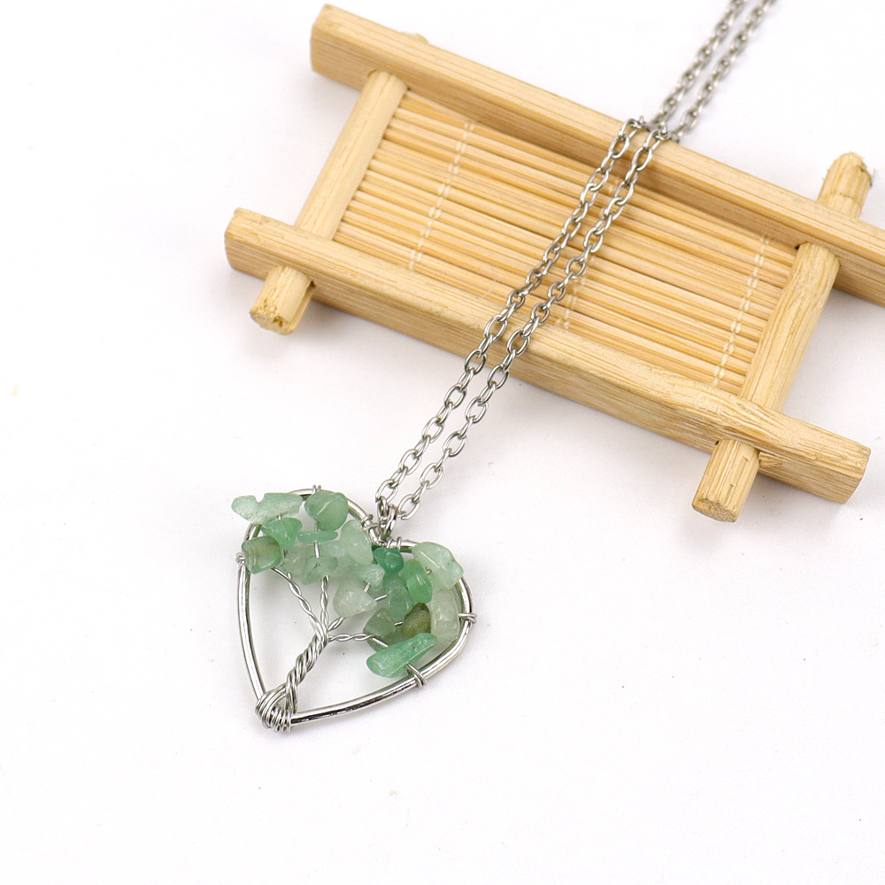 10g Weight Alloy Pendant Material Pendant Necklace Classification Alloy Chain Material 1 Piece Quantity Holiday, Daily Occasion Alloy, natural stone, Agate Material Tree, Heart Shape Pattern Women's Gender Beaded, Hollow Out Design Pastoral, Simple Style, IG Style Style IG Style Pastoral Simple Style Tree Heart Shape Alloy Natural Stone Agate Wholesale Pendant Necklace 7