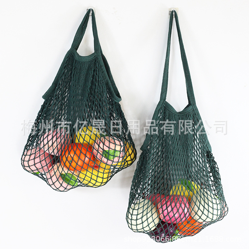 全綿網袋果物野菜編み網袋環境保護ショッピングバッグビーチ漁網バッグ編み網袋ビーチバッグ|undefined